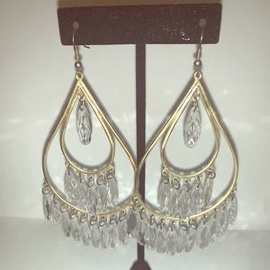 Earring silver with clear beading